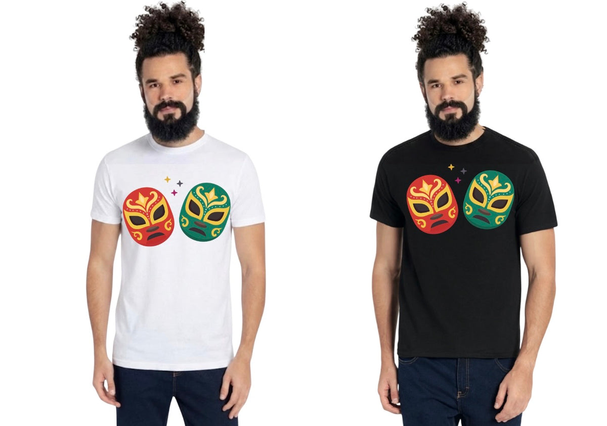 Playera de Algodón Máscaras de Lucha Libre | Estampado Mexicano