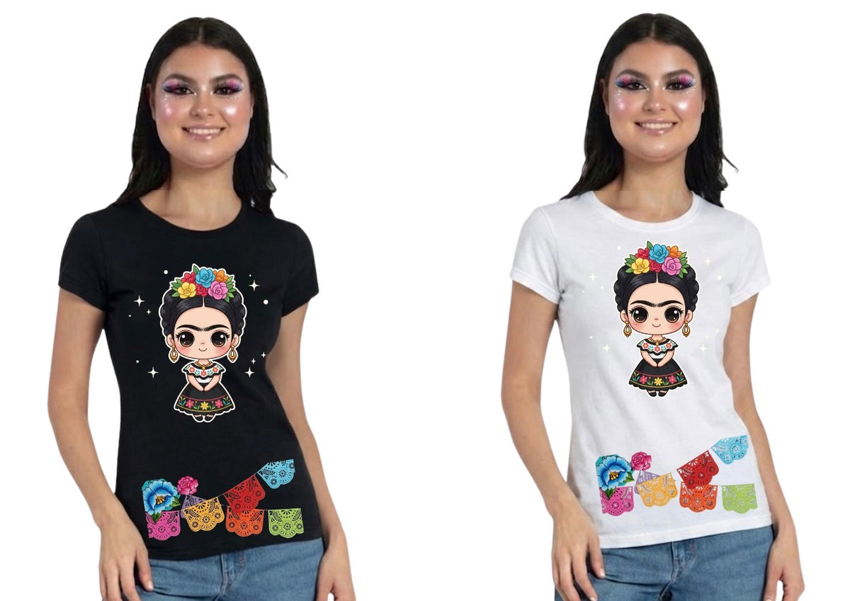 Playera de Algodón Muñeca Frida | Estampado Mexicano