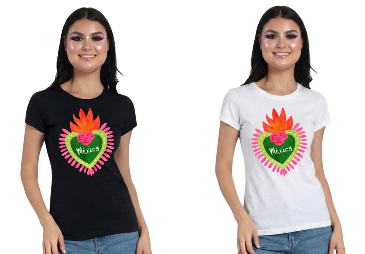 Playera de Algodón Corazón México II | Estampado Mexicano