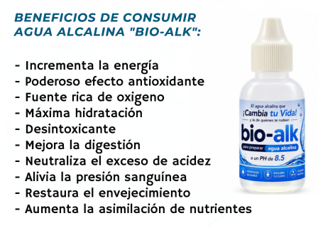 2 Goteros Bio-alk de 20 ml. c/u Solución concentrada para preparar Agua Alcalina a un PH de 8.5 .S5
